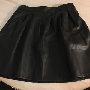 Blue Rain Black Leather Miniskirt with pockets Med